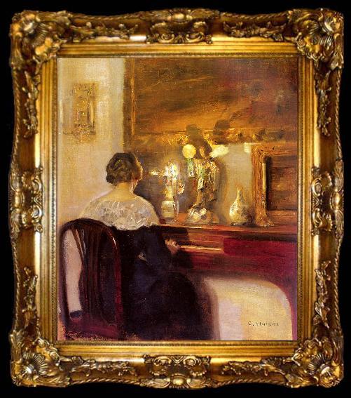 framed  Carl Hessmert A Lady Playing the Spinet, ta009-2